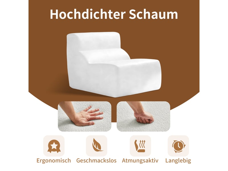  Fauteuil blanc velours moderne sans accoudoirs canapé salon compact design contemporain  - Conforama E