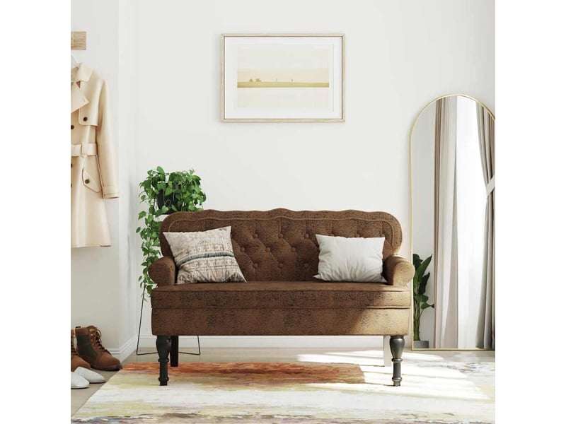  Canapé 2 places avec dossier marron 119,5x64,5x75 cm similicuir daim  - Conforama B