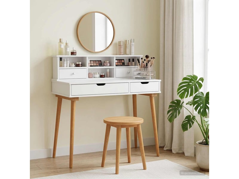  Ensemble de coiffeuse fauske 2 pcs blanc 100x50x103,5 cm  - Conforama B