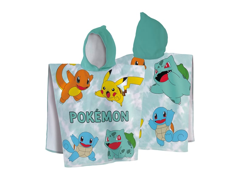  Cape de bain imprimée 100% coton, pokemon green 60x120cm  - Conforama C