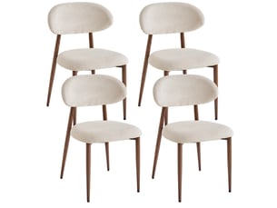 Lot de 4 chaises vintage - rustique - chaise en lin et salle à manger - style nordique minimaliste - pieds en métal beige