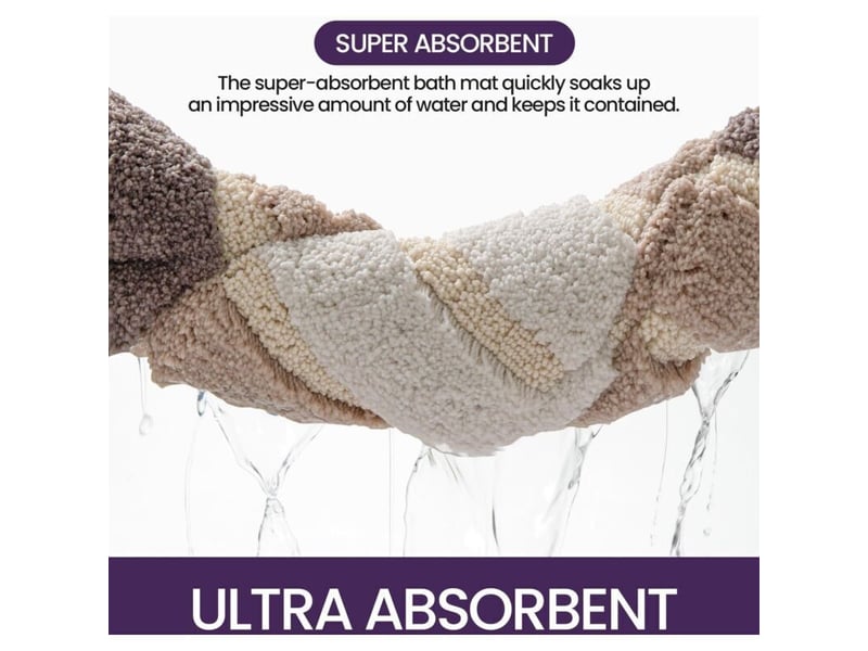  Tapis salle de bain antiderapant 40 x 60 cm, extra doux, lavable en machine, absorbant l'eau, beige  - Conforama C