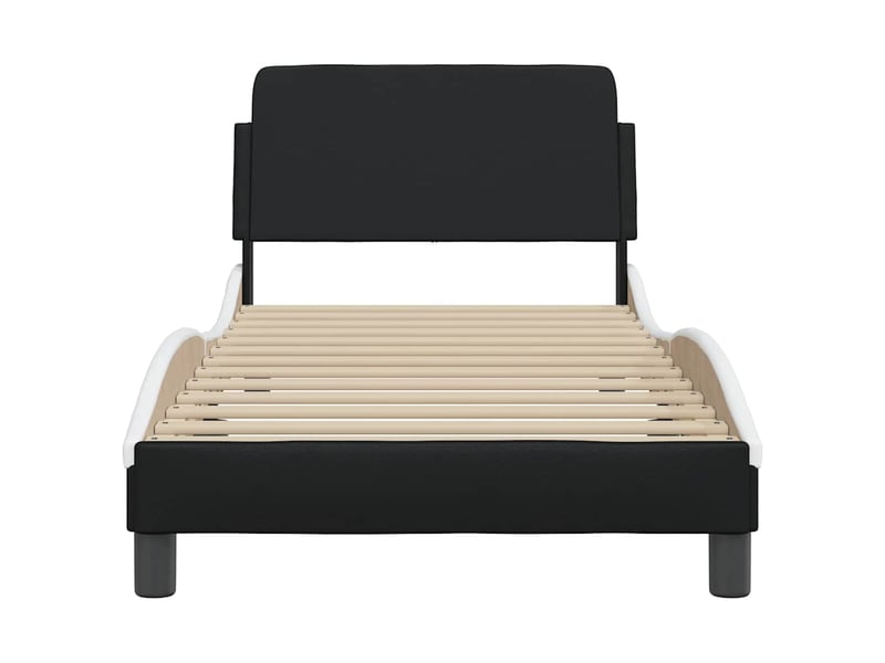  Lit simple- lit adulte -  cadre de lit dover noir et blanc 80x200 cm similicuir  - Conforama C