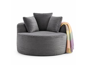 Fauteuil fixe CHICFURN  Velours côtelé gris vendu A l'unité