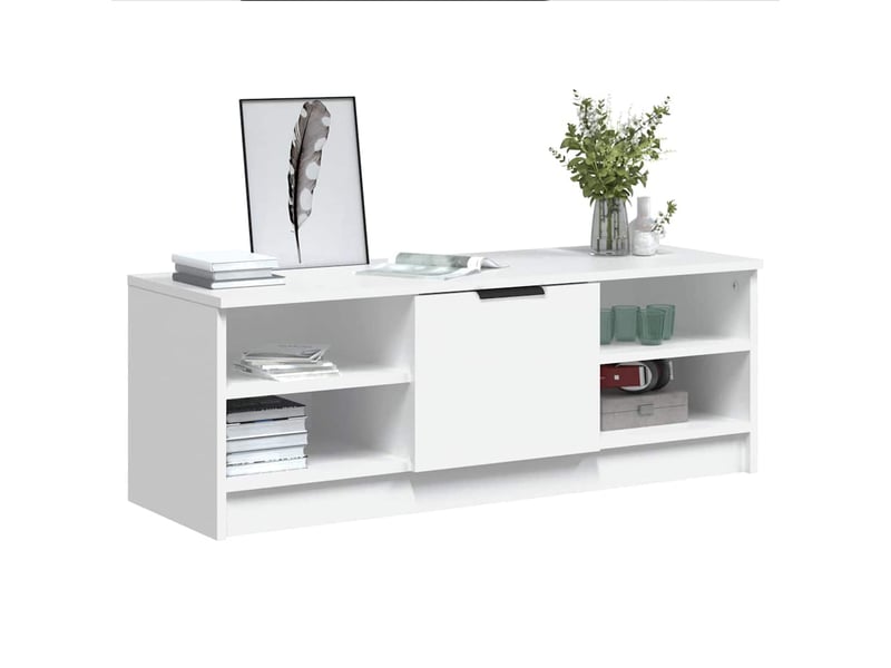  Meuble tv - banc tv - meuble de rangement blanc 102x35,5x36,5 cm bois d'ingénierie  - Conforama D