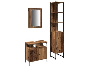 Ensemble de mobilier de salle de bain 3 pc bois ancien cf64254
