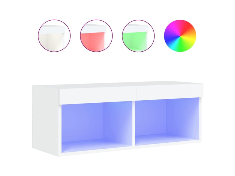  Meuble tv - banc tv - meuble de rangement avec lumières led blanc 80x30x30 cm  - Conforama A