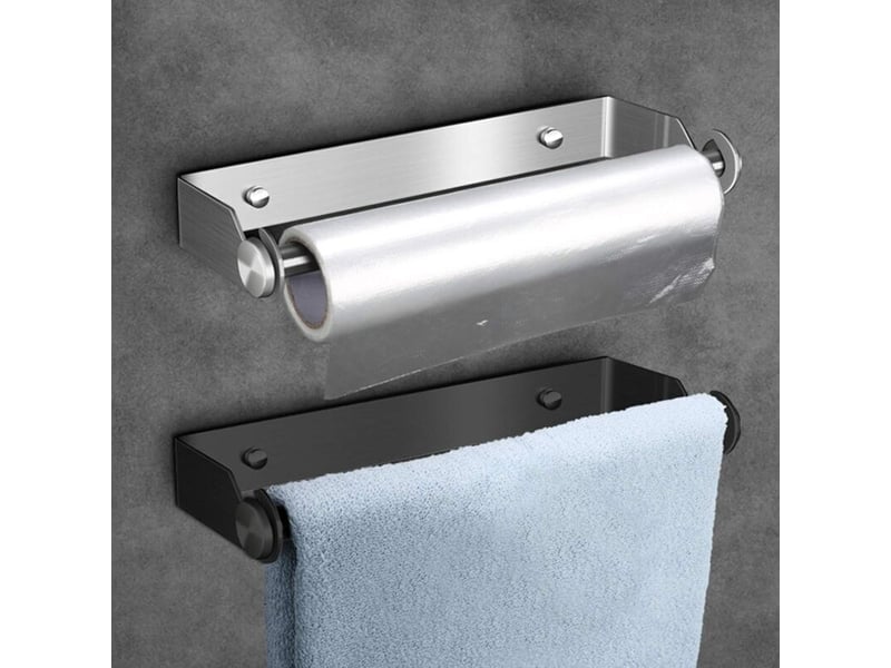  Porte-rouleau essuie-tout en acier inoxydable - distributeur mural pour papier cuisine, armoire, salle de bain et wc  - Conforama D