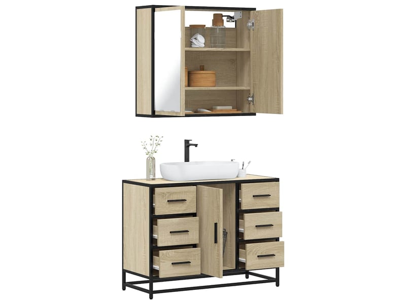  Ensemble de meubles de salle de bain 2 pcs chêne sonoma cf63600  - Conforama B