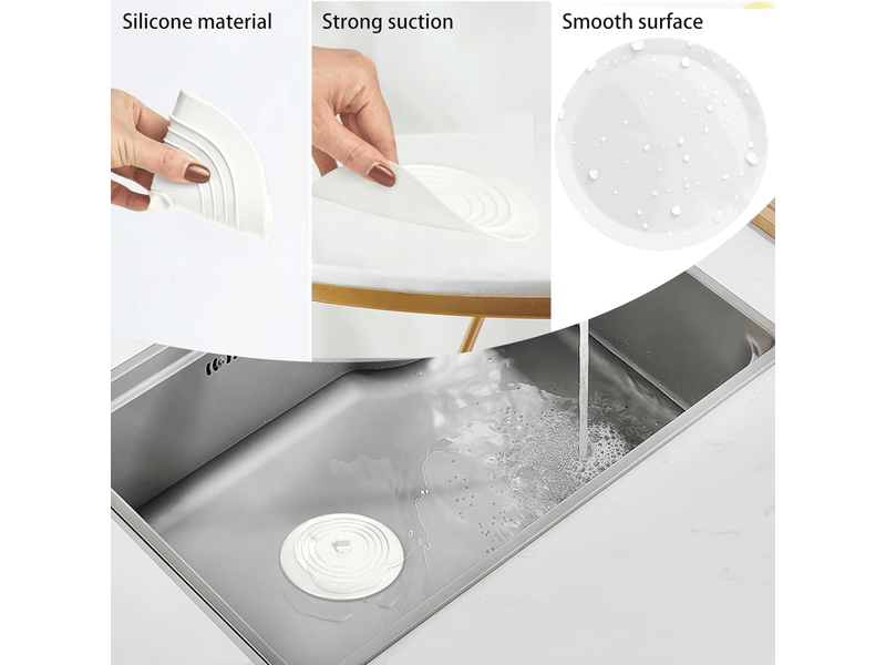  Grand bouchon de vidange en silicone blanc — adapté aux douches, baignoires et éviers — 1 pièce  - Conforama C