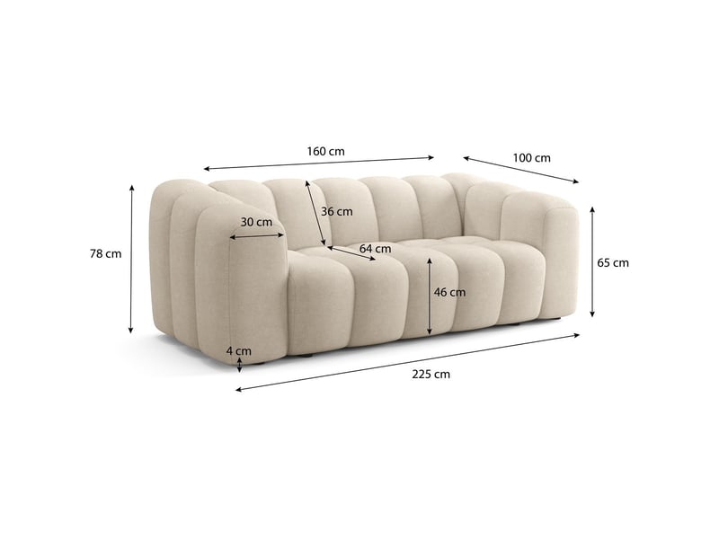 Canapé capitonné convertible 3 places en tissu chenille beige - ouverture express - belleville Belleville - Conforama C
