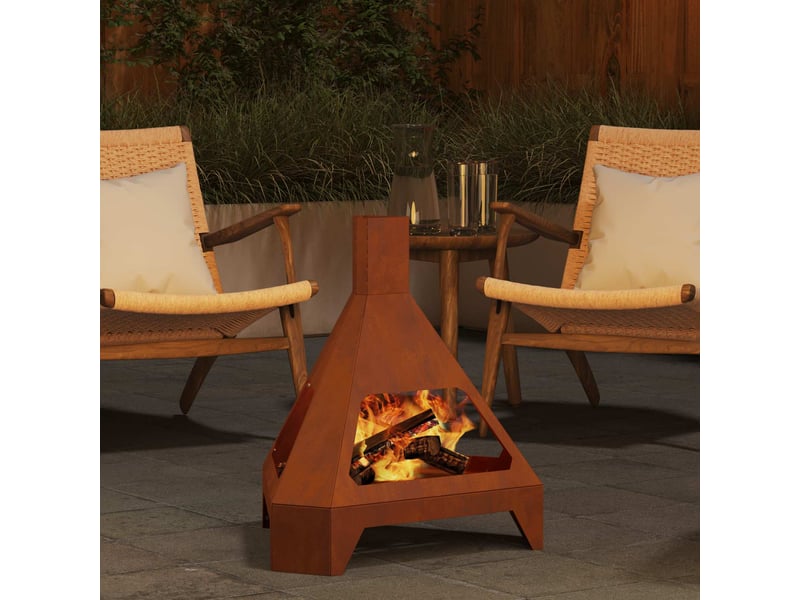  Brasero exterieur, foyer camping rouillé 50x43x52 cm acier patiné  - Conforama D