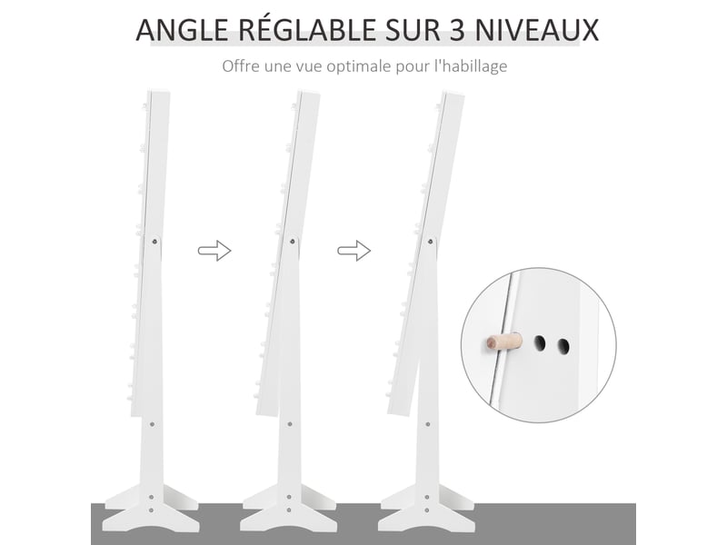  Armoire à bijoux armoire de rangement sur pieds boîte à bijoux avec miroir éclairage multi-rangements led blanc  - Conforama R