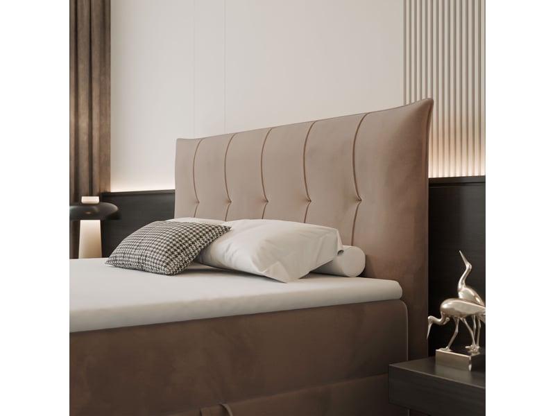  Lit coffre chester - 180x200 cm - avec matelas et surmatelas - velours dense - marron clair CHESTER - Conforama D