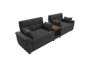 Canapé d'angle convertible en u, tissu chenille gris foncé, lit double extensible avec dossier réglable pour grand salon, 284x138x89 cm
