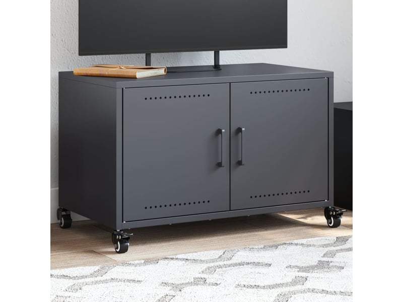  Meuble tv - banc tv - meuble de rangement anthracite 68x39x43,5 cm acier  - Conforama B