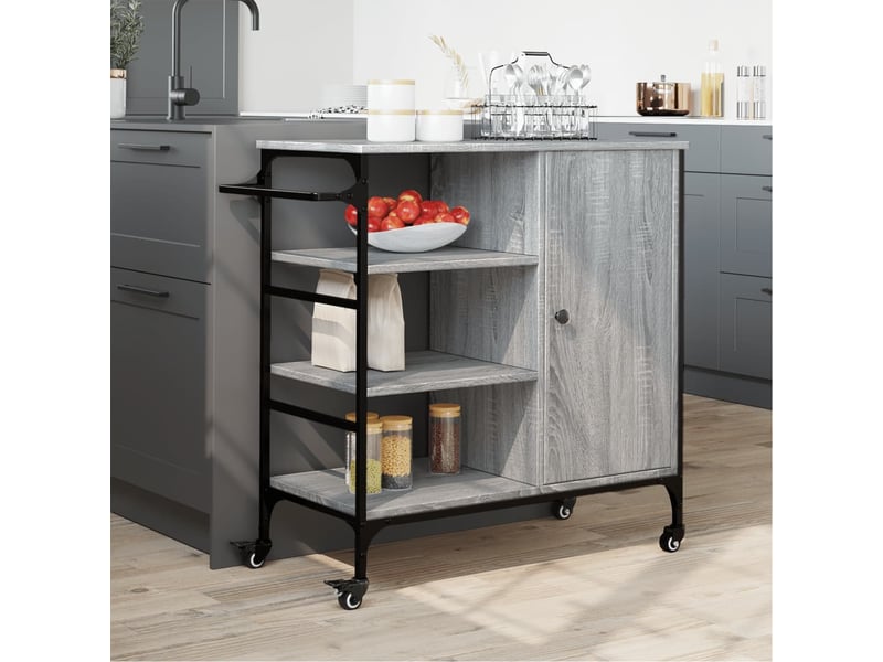Desserte de cuisine, chariot de rangement sonoma gris 87,5x38,5x84,5cm bois ingénierie - Conforama C