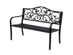 Banc de jardin extérieur en acier, capacité de charge 240 kg, pour patio, terrasse, balcon, 127 x 60 x 89 cm, noir