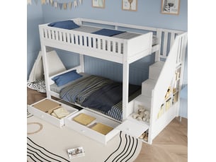 Lit superposé 2x90x200 cm <strong>FLORAGRACE</strong>  <strong></strong> coloris blanc