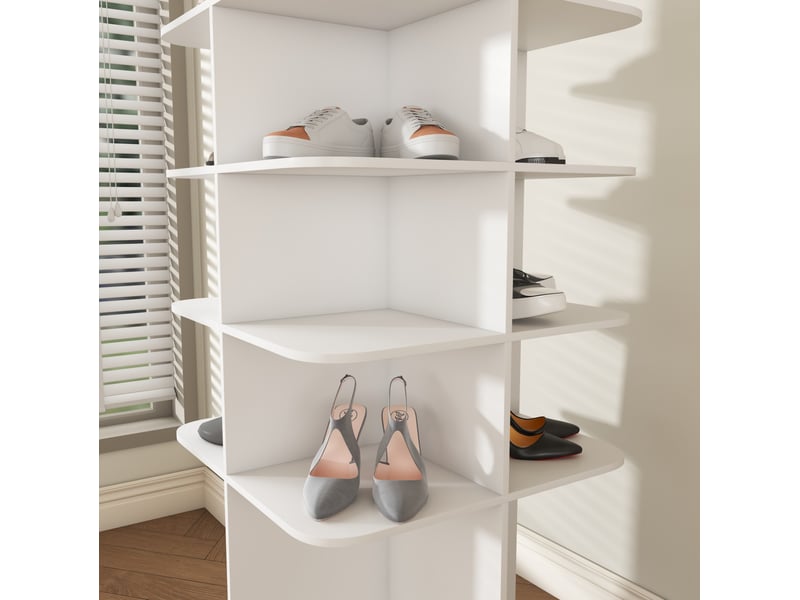  Étagère à chaussures tcqpz rotative 7 niveaux 360° 60 x 60 x 184 cm pvc blanc rangement jusqu’à 28 paires  - Conforama D
