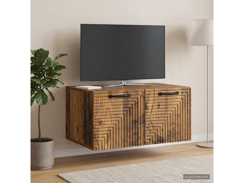 Meuble tv - banc tv - meuble de rangement mural bois ancien 59,5 x 41 x 30 cm bois d'ingénierie - Conforama B