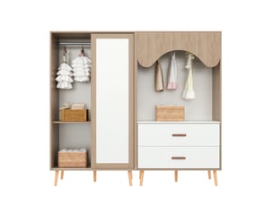 Armoire 1 porte(s) coulissante 2 tiroir(s) MODFU coloris bicolore largeur 160 cm