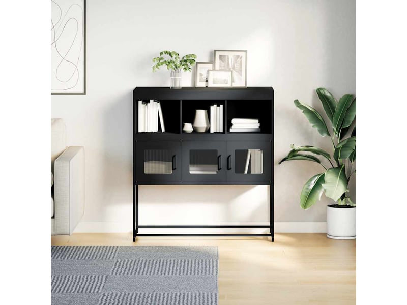  Buffet - bahut - meuble de rangement anthracite 100,5x39x107 cm acier laminé à froid  - Conforama D