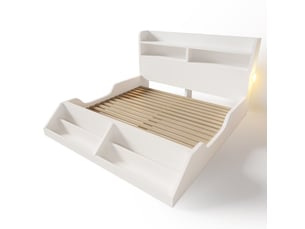 Lit avec rangement 140x200 cm <strong></strong> <strong></strong> coloris blanc