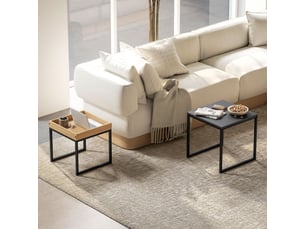 Lot de 2 tables basses gigognes carrées, tables gigognes de salon avec cadre en acier, noir, style moderne