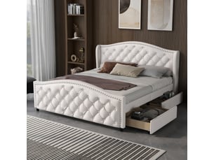 Lit avec rangement 160x200 cm OKWISH coloris blanc