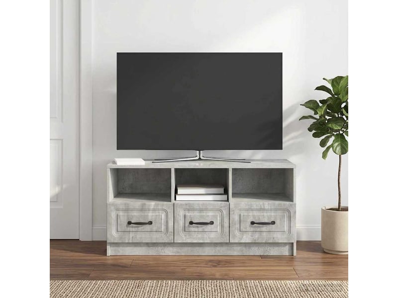  Meuble tv - banc tv - meuble de rangement gris béton 102 x 34,5 x 47 cm bois d'ingénierie  - Conforama B