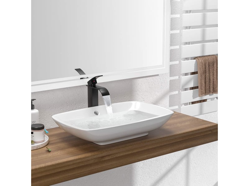  Robinet lavabo cascade noir – eau chaude et froide  - Conforama C
