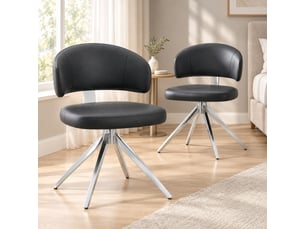 Chaise de bureau pivotante 360° avec dossier rembourré  - pieds métalliques antidérapants, pu noir