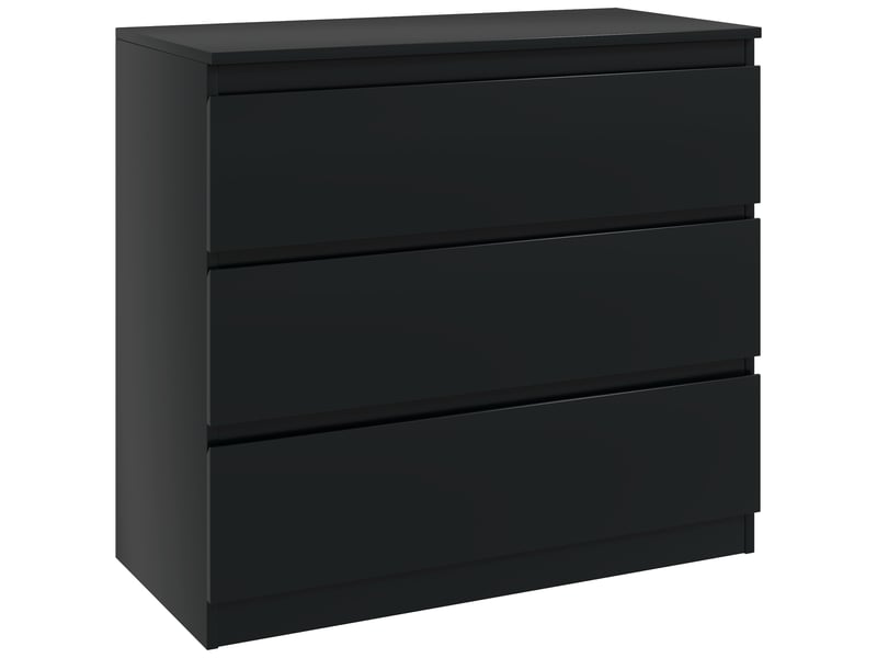  Commode 3 tiroirs sans poignées en mdf noir 80 x 39 x 73 cm  - Conforama A