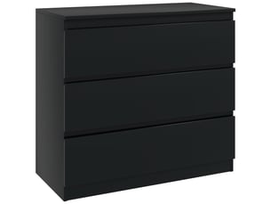 Commode 3 tiroirs sans poignées en mdf noir 80 x 39 x 73 cm