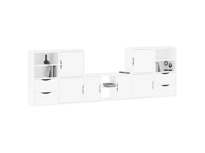  Lot de 5 meubles tv modulables avec grand espace de rangement 79 x 40 x 24 cm en bois de pin massif blanc 02_0055983  - Conforama B