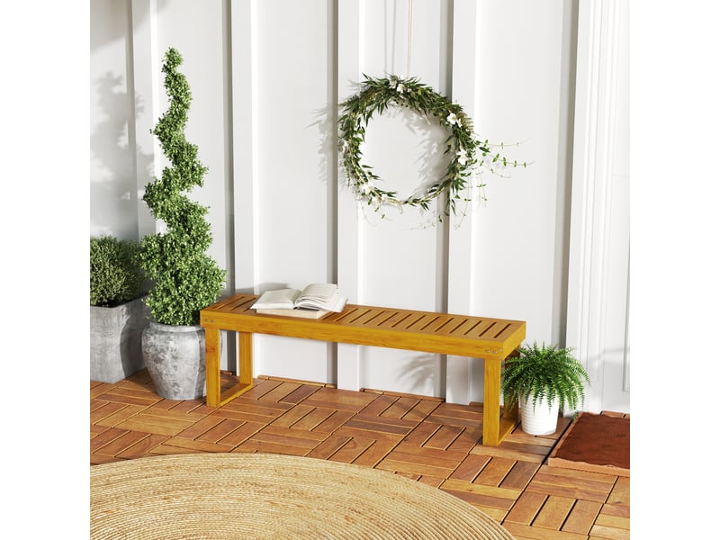  Banc de jardin banc en bois de pin 2 places banquette de jardin assise à lattes 132 x 34 x 43 cm bois naturel  - Conforama C