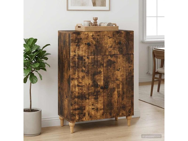  Buffet - bahut - meuble de rangement chêne fumé 66 x 34,5 x 90 cm bois d'ingénierie  - Conforama D