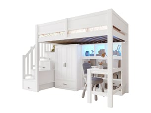 Lit mezzanine 90x200 cm coloris blanc