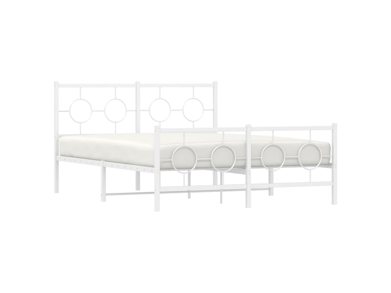 Lit double- lit adulte - cadre de lit métal sans matelas et pied de lit blanc 140x190 cm - Conforama C