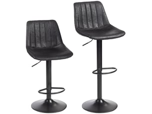 Tabourets de bar lot de 2 réglables en hauteur avec repose-pieds - lpospi - dossier haut, métal, microfibre - noir