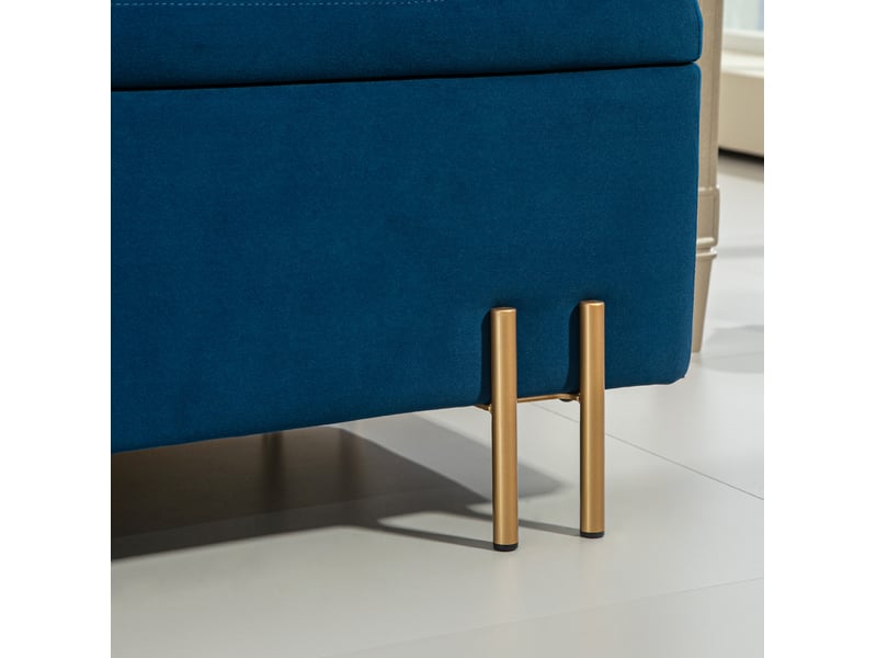 Banquette de rangement 100x40x42 cm coffre bois métal bleu  - Conforama C