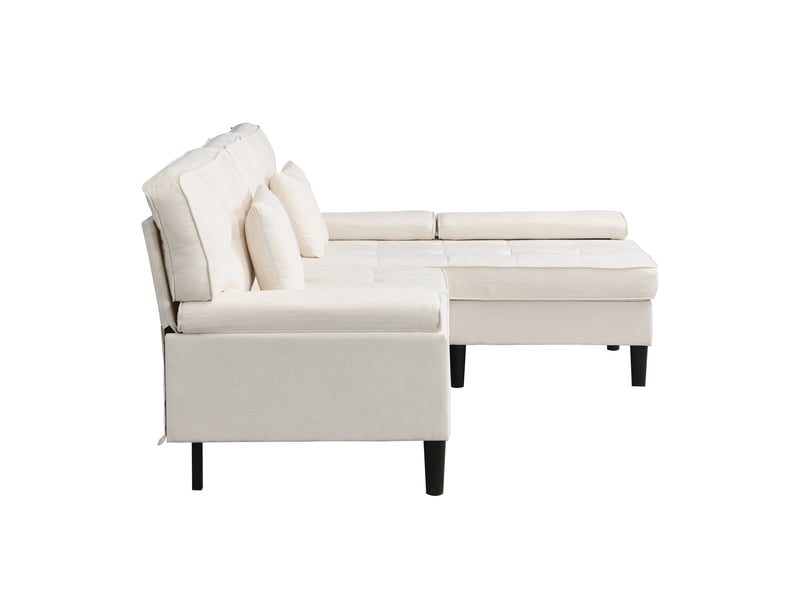 Canapé d'angle, canapé convertible, 3 places, en chenille, repose-pieds, 195 cm, adapté à l'espace de vie, pour appartement - Conforama B