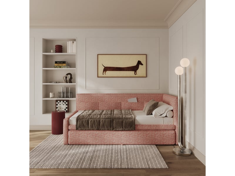 Selsey nesmi - lit rembourré - 90x200 cm - tissu tressé rose Nesmi - Conforama C