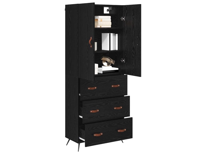  Buffet - haut armoire chêne noir 69,5 x 34 x 180 cm bois d'ingénierie  - Conforama C
