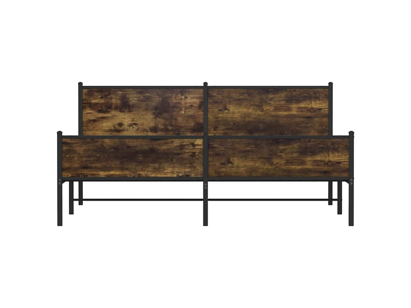 Lit double- lit adulte - cadre de lit en métal sans matelas chêne fumé 200x200 cm - Conforama D