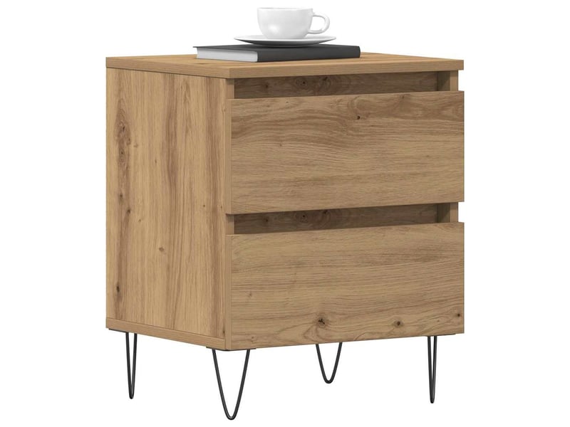  Vidaxl table chevet 2pcs chêne artisanal bois métal tiroirs meuble rangement 40x35x50cm chambre  - Conforama C