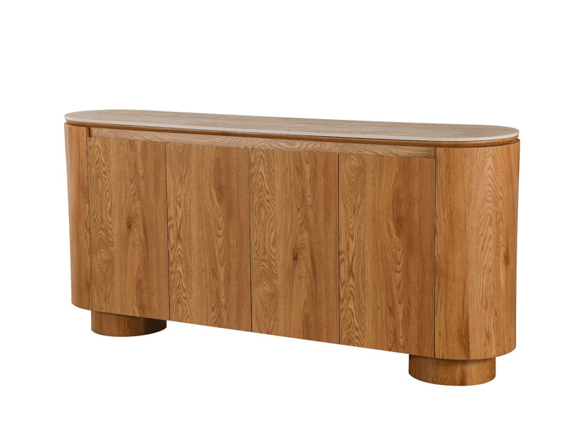  Buffet 4 portes panneau de fibres de bois composite chêne travertin  - Conforama C