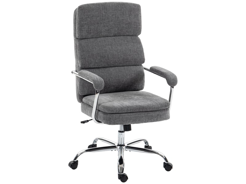  Chaise de bureau à domicile, réglable en hauteur et pivotante à 360°, grise.  - Conforama A