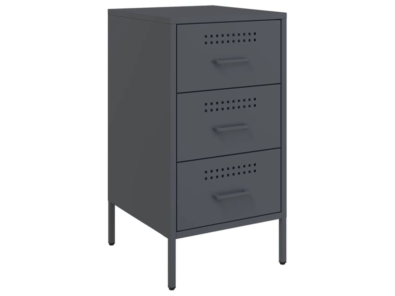  Lot de 2 table de chevet - cabinet de chevet - table de nuit anthracite 36x39x68 cm acier  - Conforama D